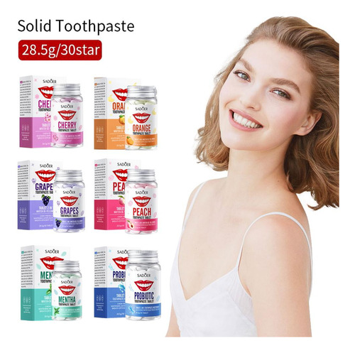 30 Tabletas/botella De Pasta De Dientes Sólida Blanqueadora