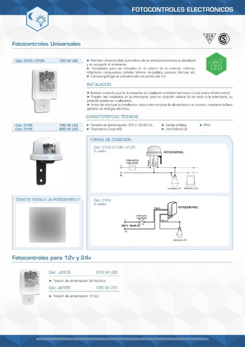 Fotocontrol 100w Led -3 Cables- Fotocélula Rbc-sitel C.109