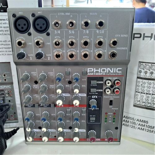 Mesa De Som Phonic Am105fx Com Efeitos 6 Canais 110volts