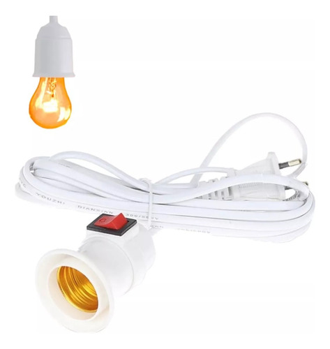 Soquete E27 Con Interruptor Cable Enchufe Extencion
