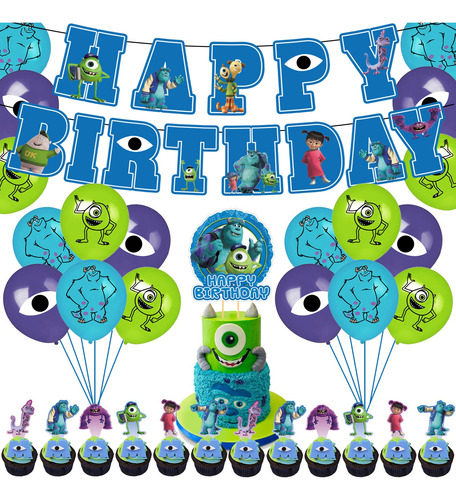 Kit Fiesta Monsters Inc Decoracion Globos De Cumpleaños4