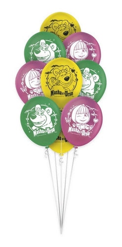 Balão - Bexiga Masha E O  Urso  - 25 Unidades
