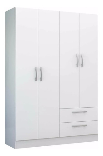 Mueble Ropero Armario Closet Placard Mulata 605mx 4 Puertas 3 Estantes Color Blanco 91 X 172 X 35 Cm