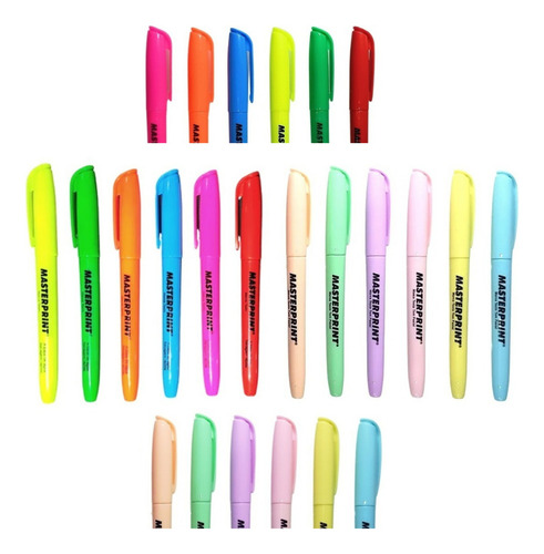 Kit 12 Marca Texto Masterprint (6 Neons + 6 Pastéis)