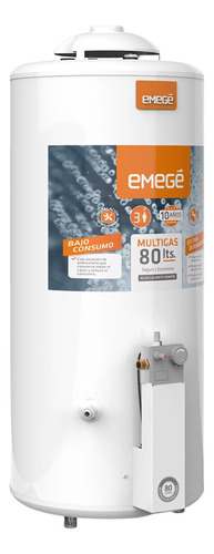 Termotanque Multigas 80 Lts Emege Mg-80 4500 Kcal/h Blanco