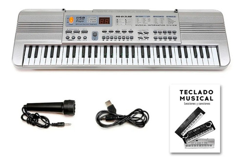 Imagen 1 de 10 de Organo Piano Teclado Musical Infantil Microfono Mq813 Usb