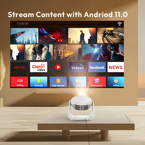 Projetor Inteligente Vevshao A10 Com Resolução 4k E Wifi 5g