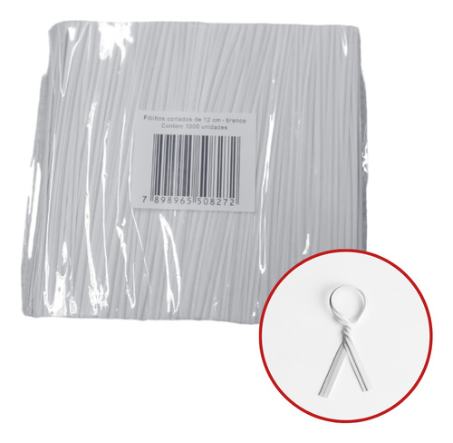 Amarrilho Para Pão Fecho Lacre Arame 1000 Un. Branco 12cm