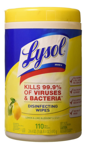 Lysol Brand Toallitas Desinfectantes, Lima Limón, Blanco, .