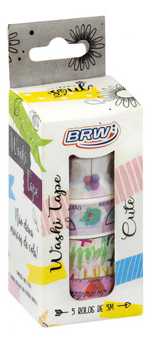 Cinta adhesiva BRW Cinta Washi Tape Diseños Varios color diseño 05 500cm x 1.5cm 5 unidades