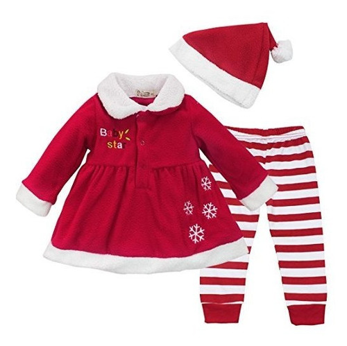 Iefiel Festivo Copo De Nieve Santa Vestido Candy Stripe Legg