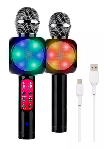Microfono De Juguete Para Karaoke Con Luces En La Base Y Conexión Para  Celular