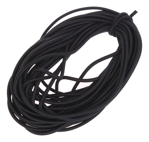 Cordón Elástico Redondo Negro Pesado De 0.3 Cm, 10 Yardas