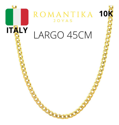 Cadena Barbada Cubana Cuban Oro 10k Kilates 45cm 3mm Italy Color Dorado