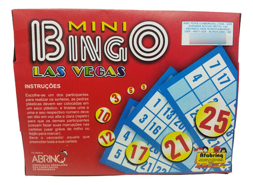 Bingo 25 Peças Com 10 Cartelas E Números Las Vegas Infantil