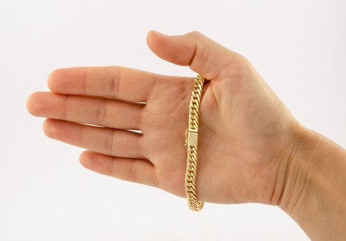 Pulseira Feminina Ouro 18k Grumet Dupla 6.7 21 Cm Novidade