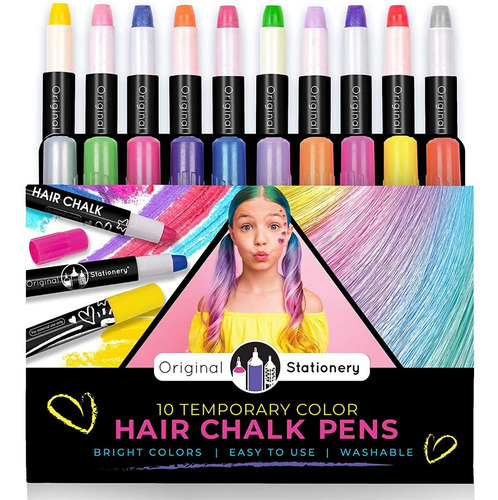 Imagen 1 de 10 de Tizas De Colores Para Pintar Cabello Maquillaje Para Niñas