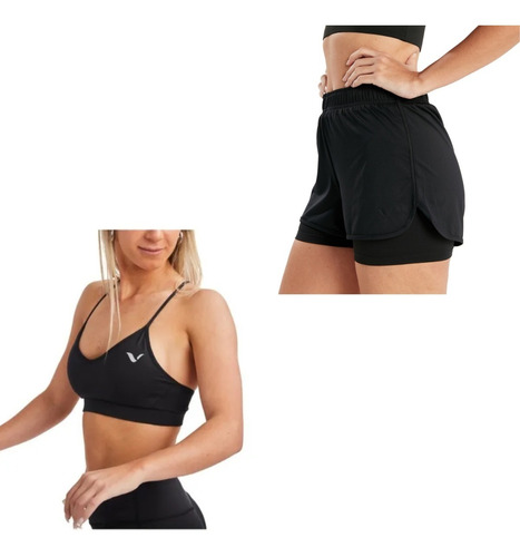 Conjunto Deportivo Mujer! Top Mujer Reves Ng+short Con Calza