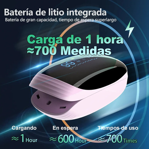 Recargable Usbc Con Oximetro De Dedo Instrumento Inteligente Rosa