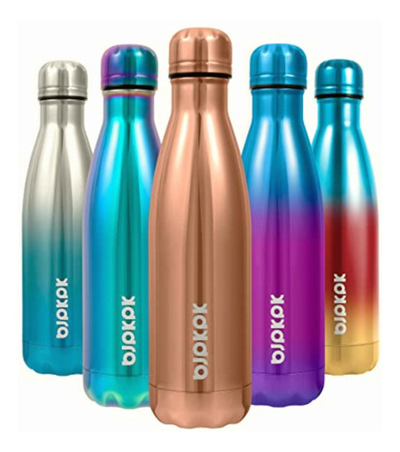 Bjpkpk Stainless Steel Water Bottles -17oz/500ml -insulated Color Oro Rosa Brillante