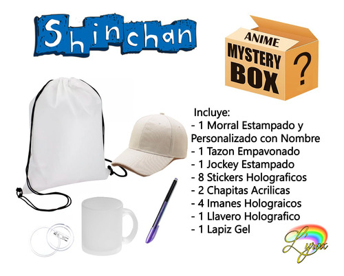 Shin Chan Mystery Box Tazon Lapiz Jockey Chapita Llavero