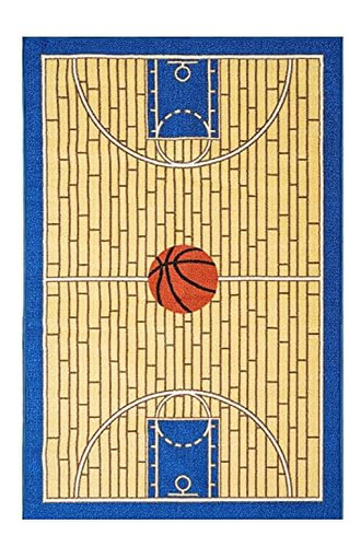 695 - Alfombra De Baloncesto Azul Niños, Baño, Sala D...