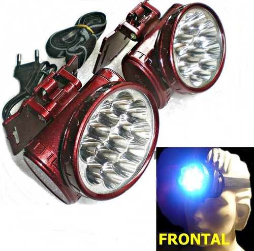 Set 2 Potente Linternas 13 Led Frontal Y Montable Recargable