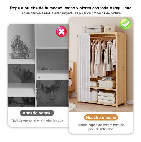 Closets Armables Madera Ropero 84*42*160 Con Gasa Blanco Amarillo