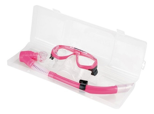 Kit Mergulho Silicone Valvulado + Traqueia Cor Rosa