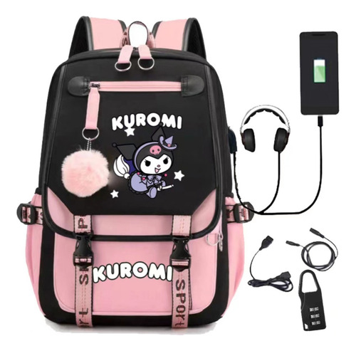 Nueva Mochila Casual De Gran Capacidad Con Cerradura Kuromi