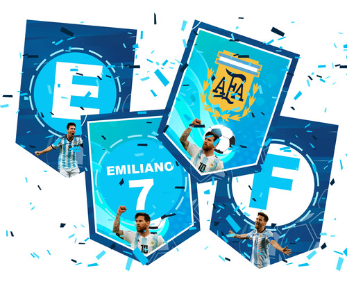 Banderín Imprimible Argentina Messi Feliz Cumpleaños 