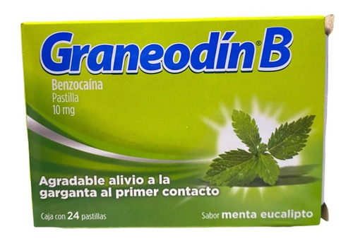 Graneodín B Benzocaína 10mg Menta 24 Pastillas