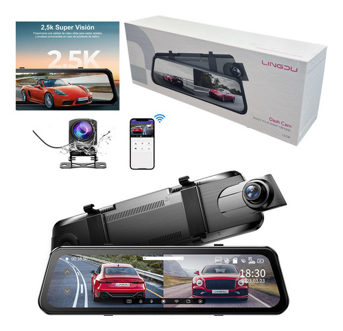 Camara para auto LINGDU LD2K 2.5k Smart Wifi Doble,Con Cámaras De Visión Delantera Y Trasera, G-sensor, Visión Nocturna