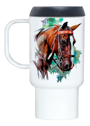 Taza Jarro De Plástico Térmico Caballos 550 Cc