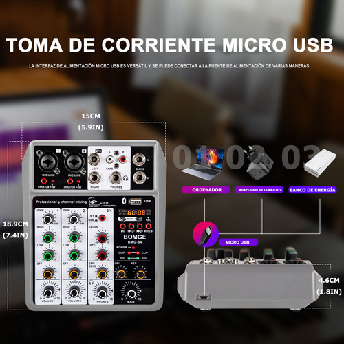 Bomge S4 Consola Mezclador Profesional De 6 Canales Bt Usb