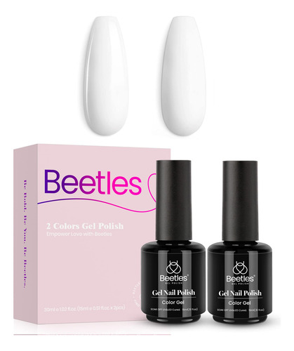 Beetles Gel Nail Polish Kit White Colors- 2pcs 15ml Bright W