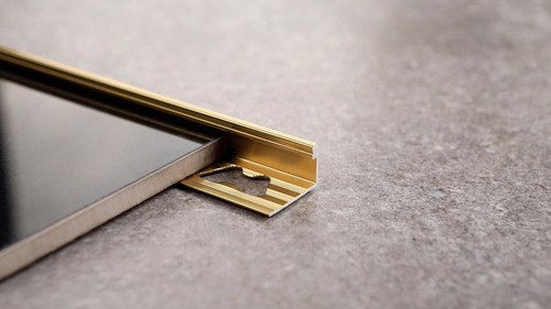 Protector Recto Ceramicos Perfil L Dorado 12x2500mm Moldumet Dorado Mate