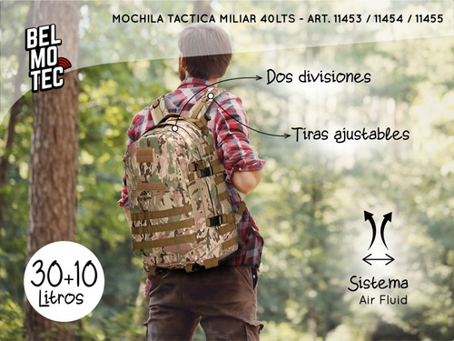 Mochila Tactica Asalto Militar Trekking Seguridad Hb Amplia