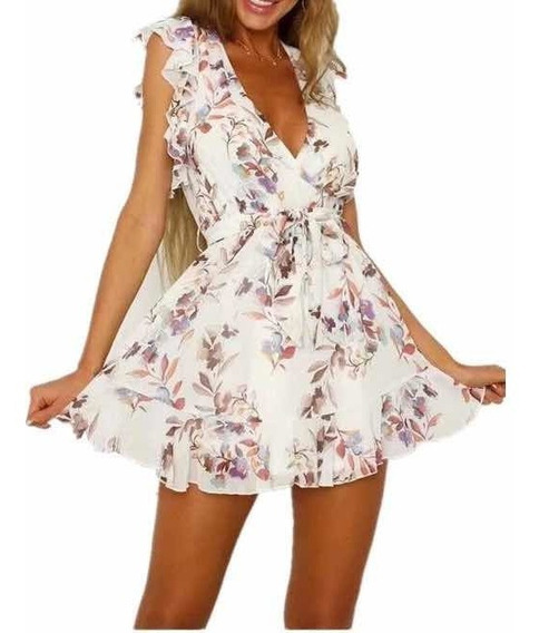 virtud Karu estornudar Sexy Vestido Blanco Floral Playa Olanes Fresco Girlboss | Envío gratis