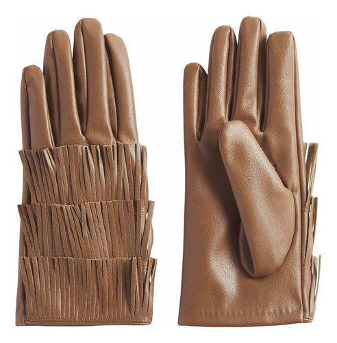 Guantes Mud Pie Con Flecos Para Mujer, Talla Única, Tostado