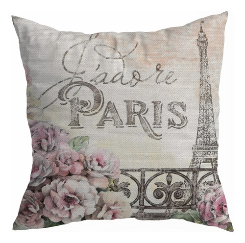 4 Juegos De Fundas De Cojín,estampado Floral La Torre Eiffel