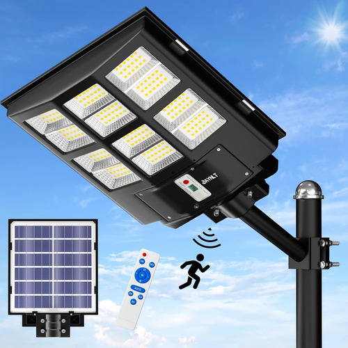 Foco Solar Led 500w Luminaria Full + Soporte + Control Carcasa Negro Luz Blanco frío
