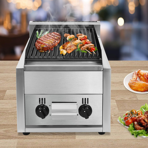 Parrilla De Gas 53 Cm 2 Quemadores Acero Inoxidable Para Bar