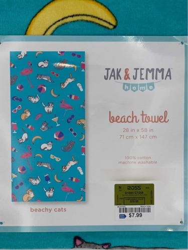 Toalla De Playa 100% Algodón. Gatitos Y Flamingos