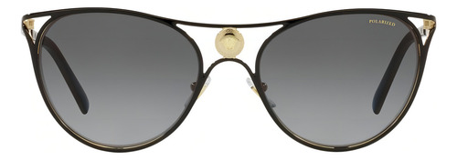 Lentes De Sol Versace Polarizados Negro Mujer Ve2237 1433t3 Lente Gris Oscuro Varilla Dorado/negro Diseño Ojo De Gato