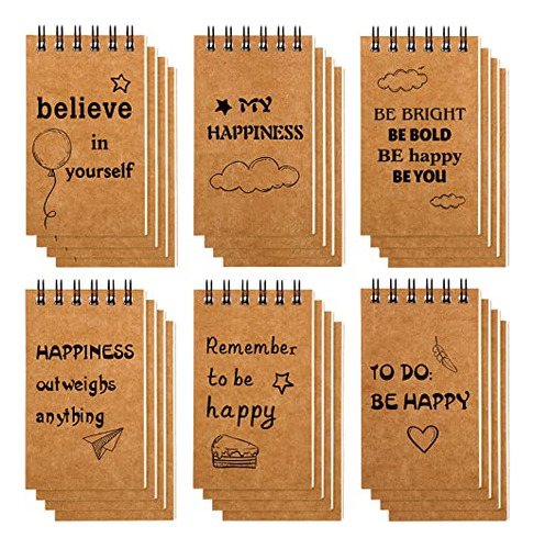 24 Pcs Inspirational Notepads Top Spiral Mini Journal N...