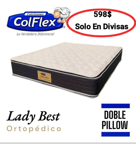 Colchón Colflex Lady Best Queen 190x160cm Con Doble Pillow