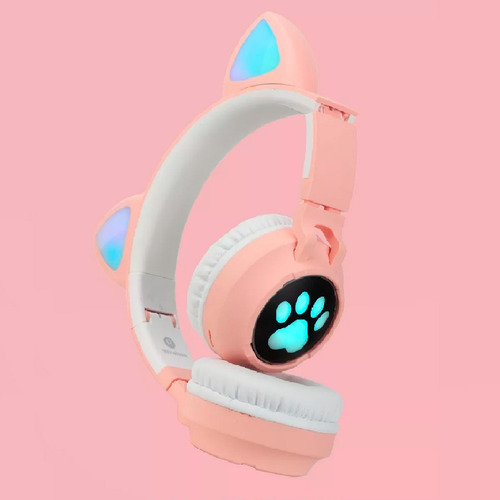 Imagen 6 de 9 de Auriculares Headset Bluetooth Oreja Luz Led Gato Micrófono