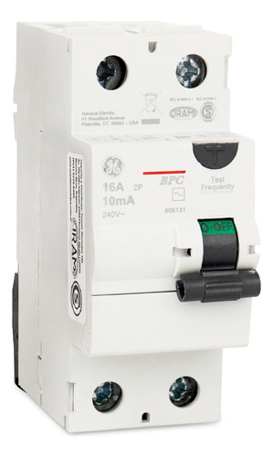 Disyuntor Diferencial Bipolar 2x16a 10ma 2p Ge Ultrasensible