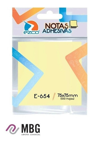 Notas Adhesivas Ezco E-654 75x75mm Amarilla 100 Hojas